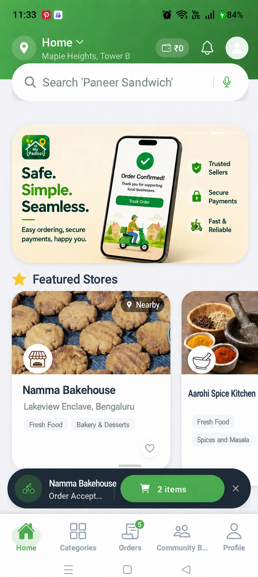 MyPadosi buyer app home screen