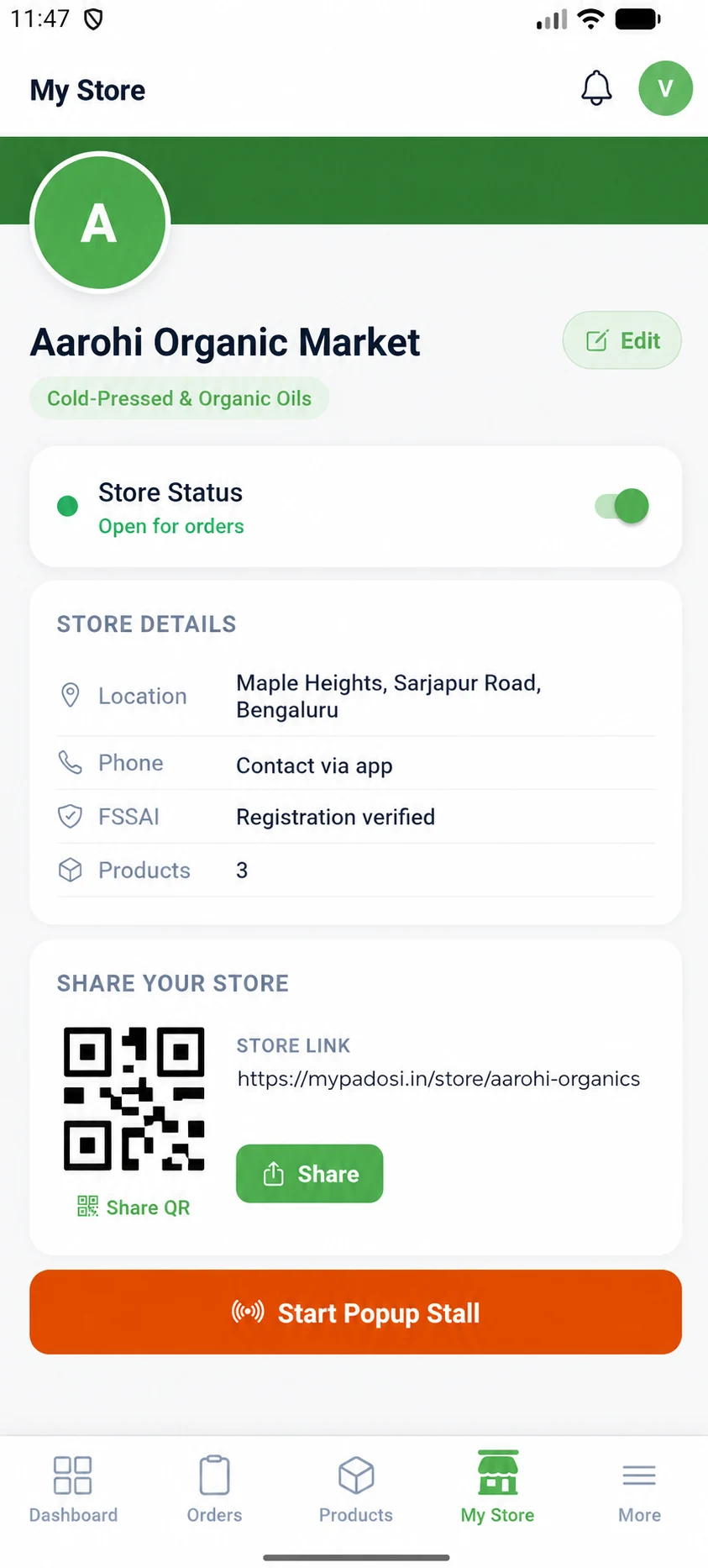 MyPadosi seller app store details screen